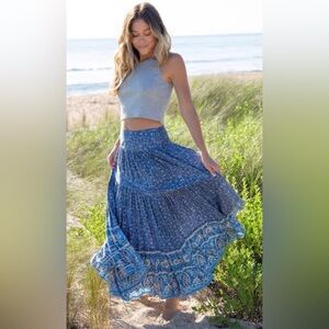 NATURAL LIFE Blue Floral Maxi Skirt